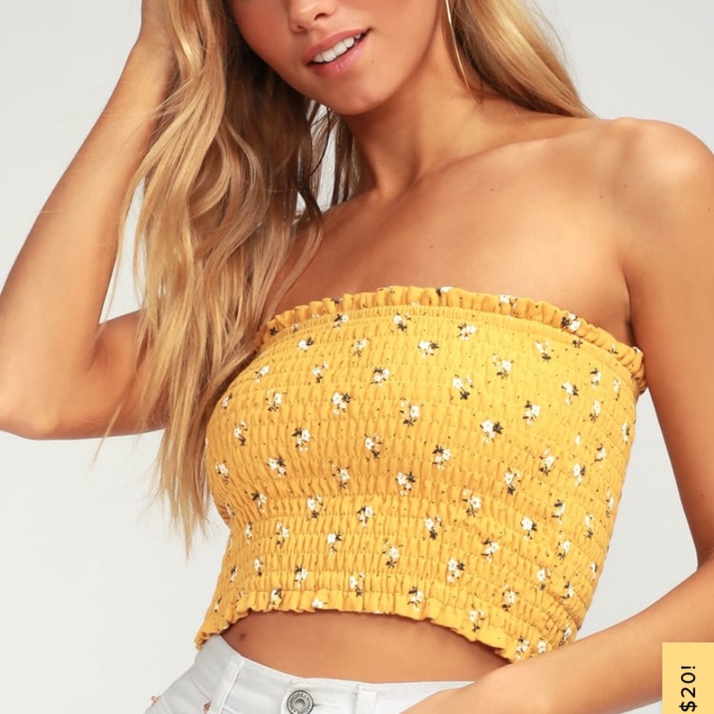 NWOT Lulu’s Yellow Tube Top Size Large